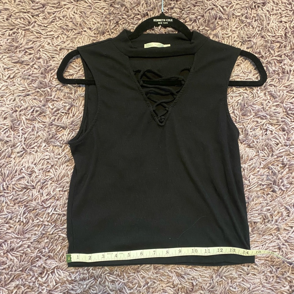 Ladies VNECK tank top with crisscross